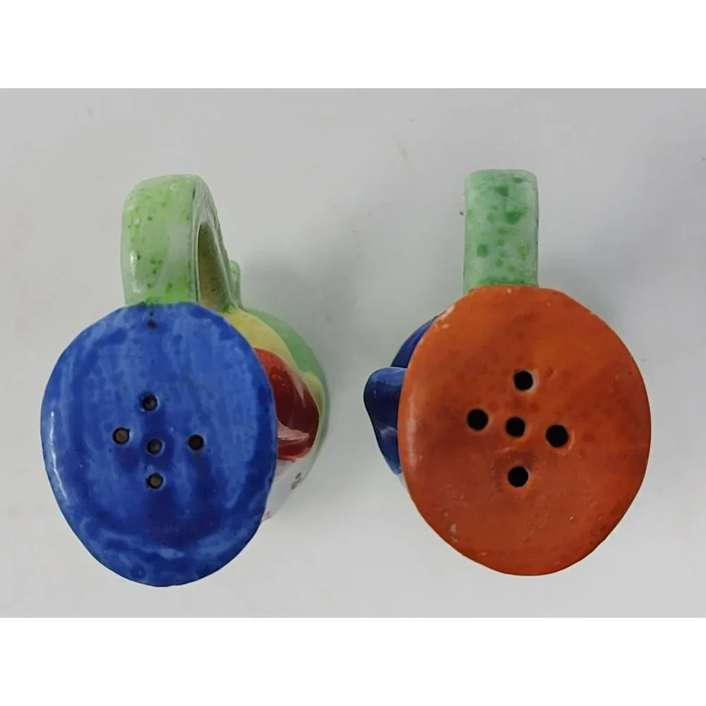 Vintage Porcelain Salt & Pepper Shakers Set With Handles‎ Imperial Couple Japan